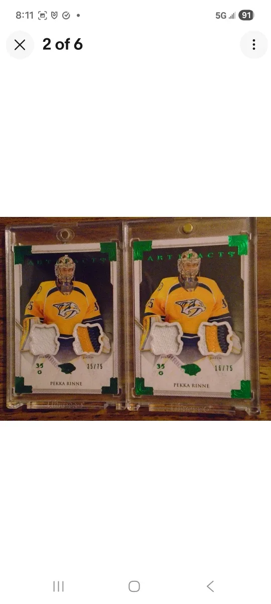 Pekka Rinne Artifacts/Emeralds/Game Worn Hockey Card Lot image indicator(2)