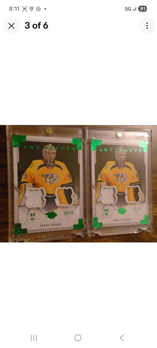 Pekka Rinne Artifacts/Emeralds/Game Worn Hockey Card Lot image indicator(3)