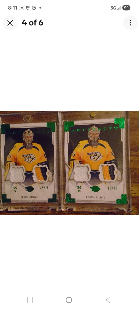 Pekka Rinne Artifacts/Emeralds/Game Worn Hockey Card Lot image indicator(4)