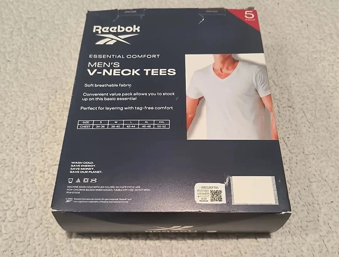 New Reebok Men's V-Neck Tees 5 Pack - Size M image indicator(3)