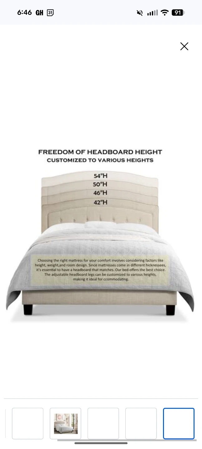 Upholstered Queen Bed Frame with Headboard and Queen Mattress - photo 3