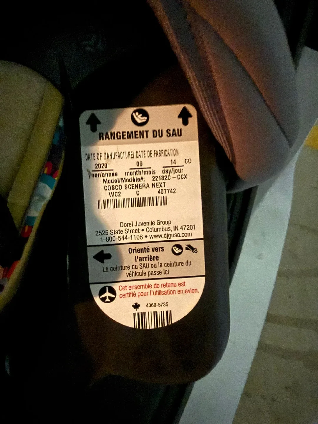 Cosco Car Seat image indicator(3)