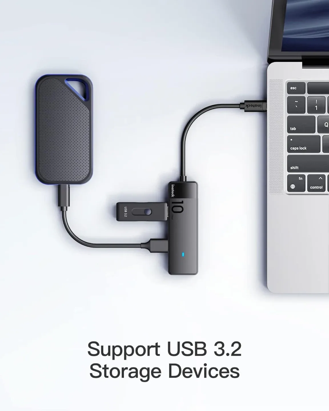 Inateck USB 3.2 Gen 2 Speed, USB C to USB Hub with 4 USB A Ports image indicator(4)