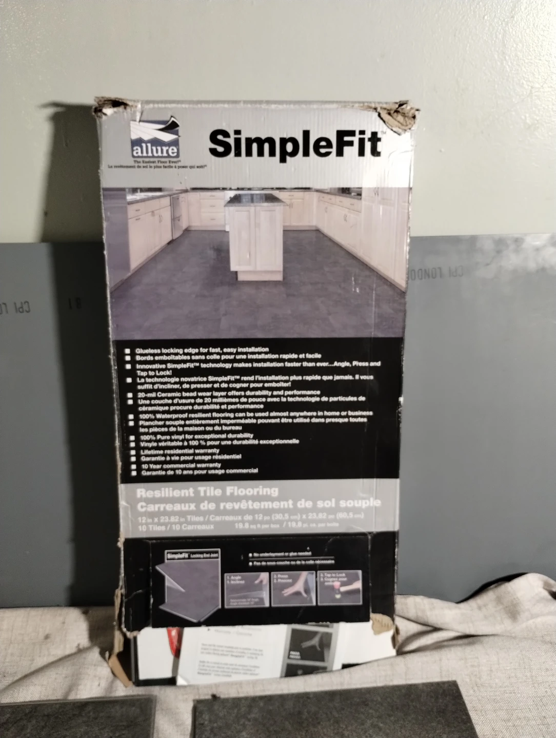 Allure SimpleFit Resilient Tile Flooring - 10 Tiles