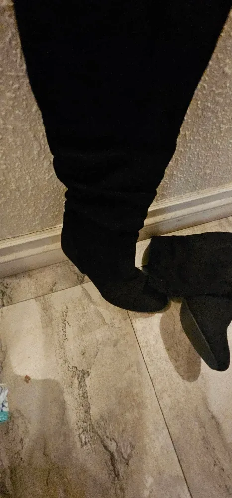 Black Suede Thigh-High Boots size 6.5 image indicator(2)