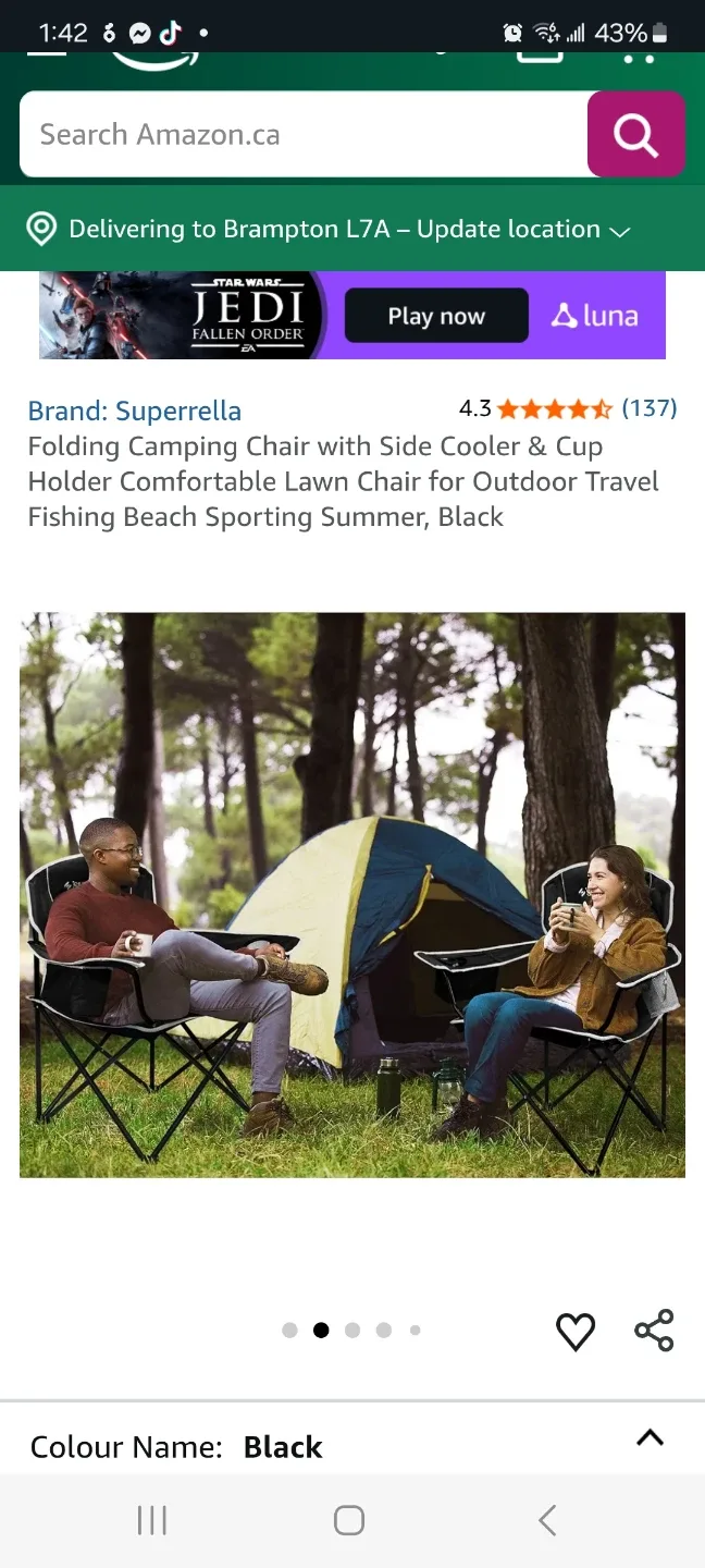 Folding Camping Chair  Set of 2 brand new image indicator(2)