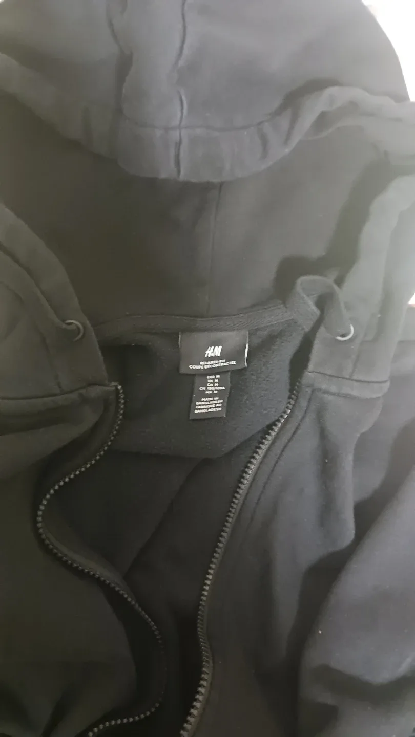 H&M Black Zip-Up Hoodie, Size M