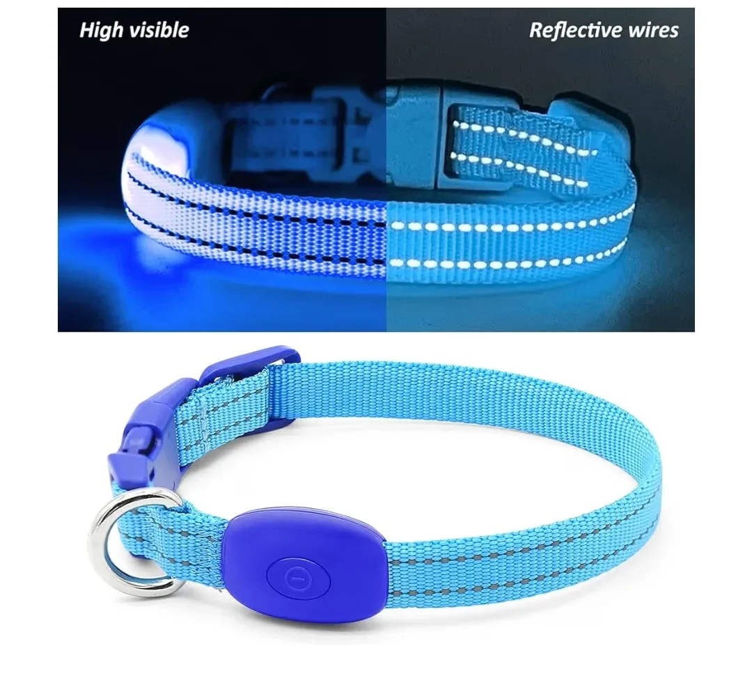 Blue LED USB Rechargeable Dog Collar image indicator(2)