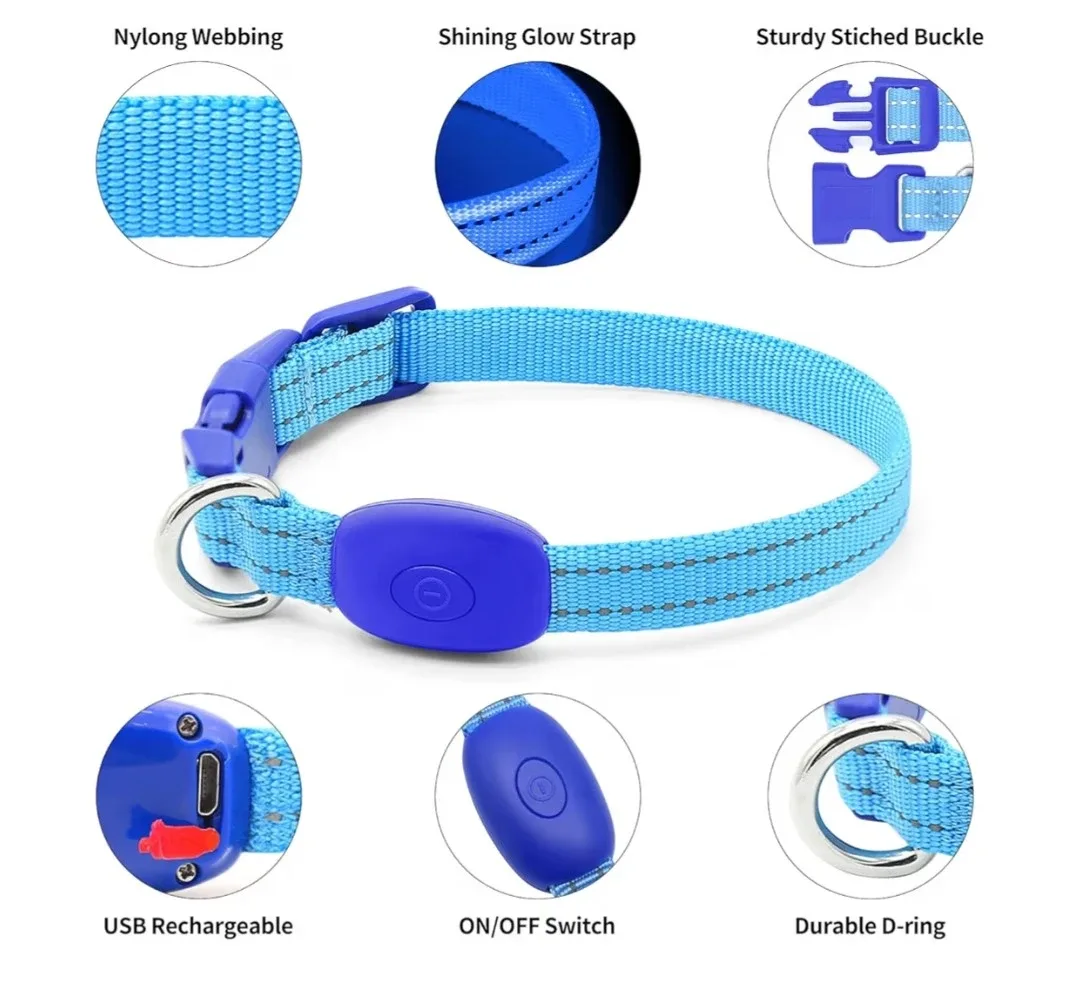 Blue LED USB Rechargeable Dog Collar image indicator(3)