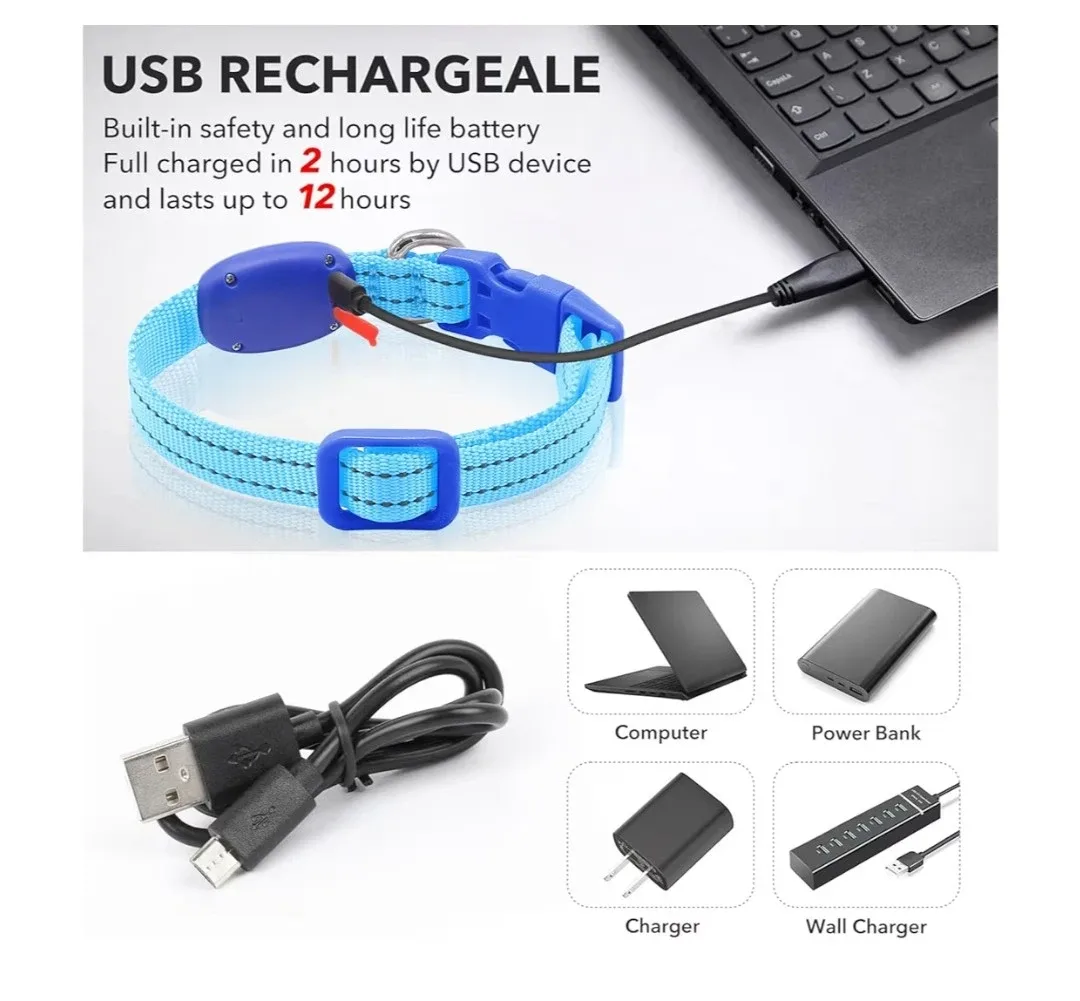 Blue LED USB Rechargeable Dog Collar image indicator(4)
