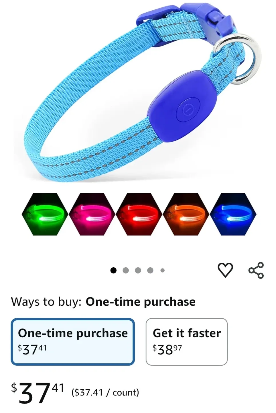 Blue LED USB Rechargeable Dog Collar image indicator(5)