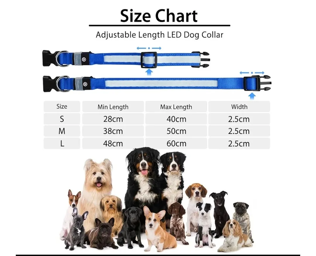 Blue LED USB Rechargeable Dog Collar image indicator(6)