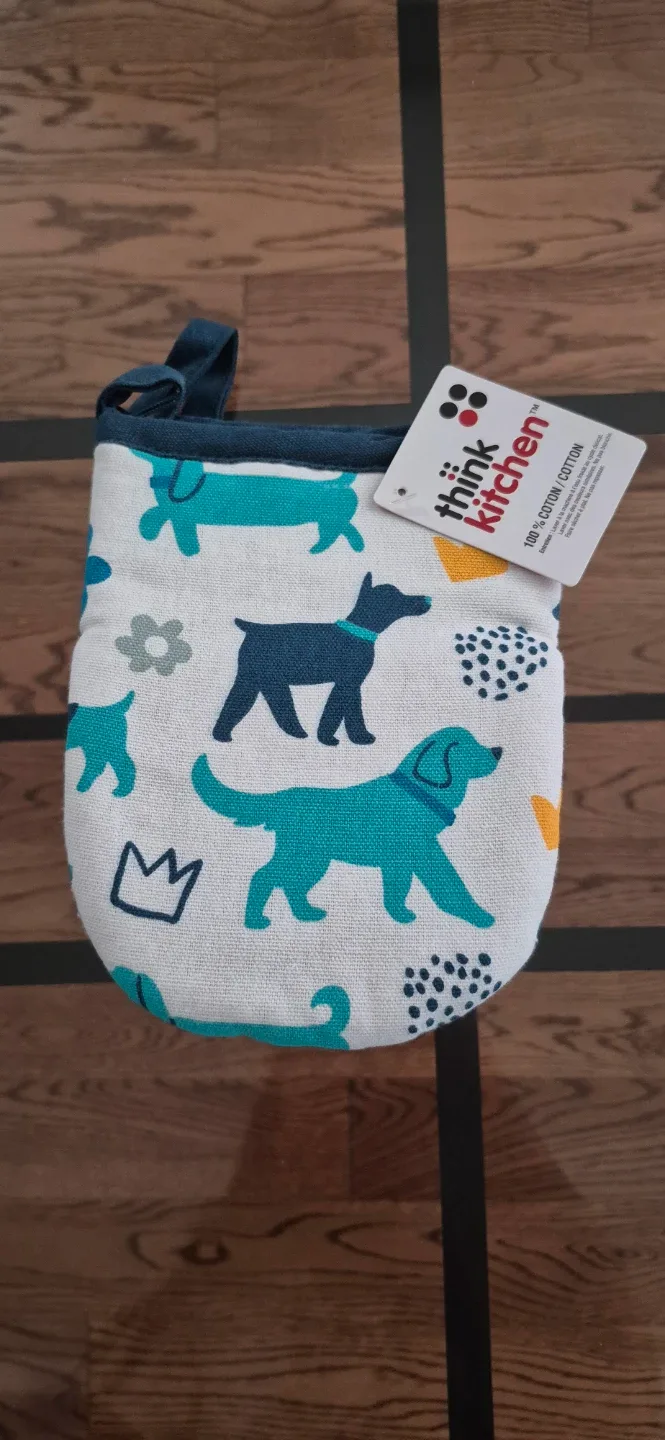 Cute Dog Pattern Dish Drying Mat, Kitchen Towel & Oven Mitt Set image indicator(2)