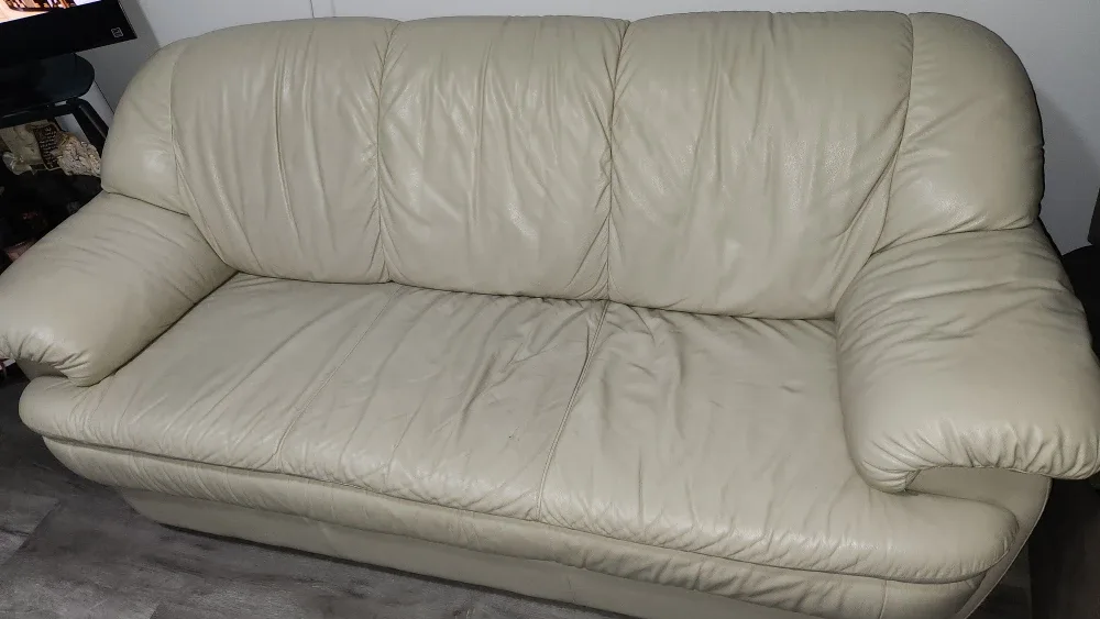 Cream Leather Sofa