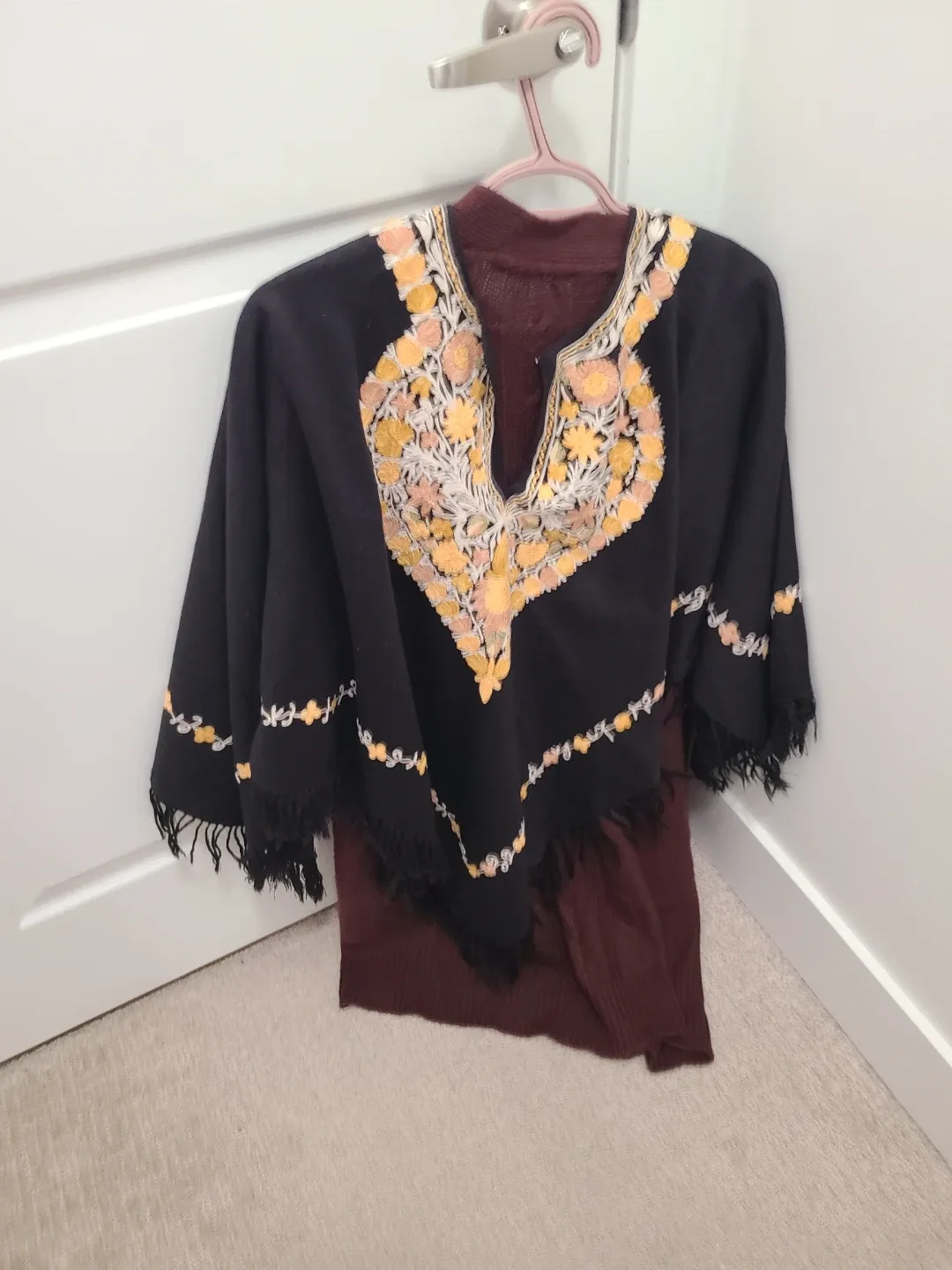 Embroidered Black Poncho image indicator(2)