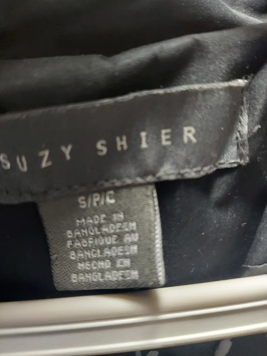 Suzy Shier Black Floral Trench Coat - Size S image indicator(2)