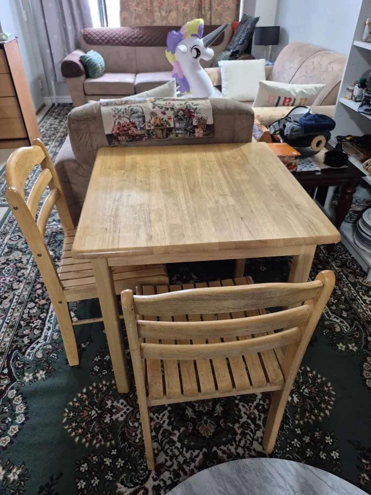 Wooden Dining Table with 2 Chairs