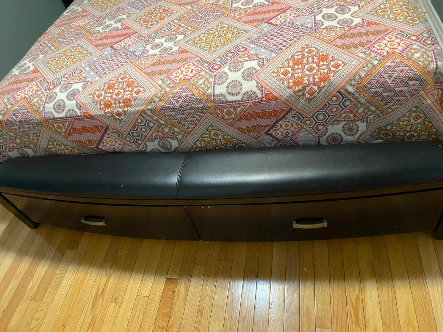 Black Bed Frame with Storage Bench - photo 2