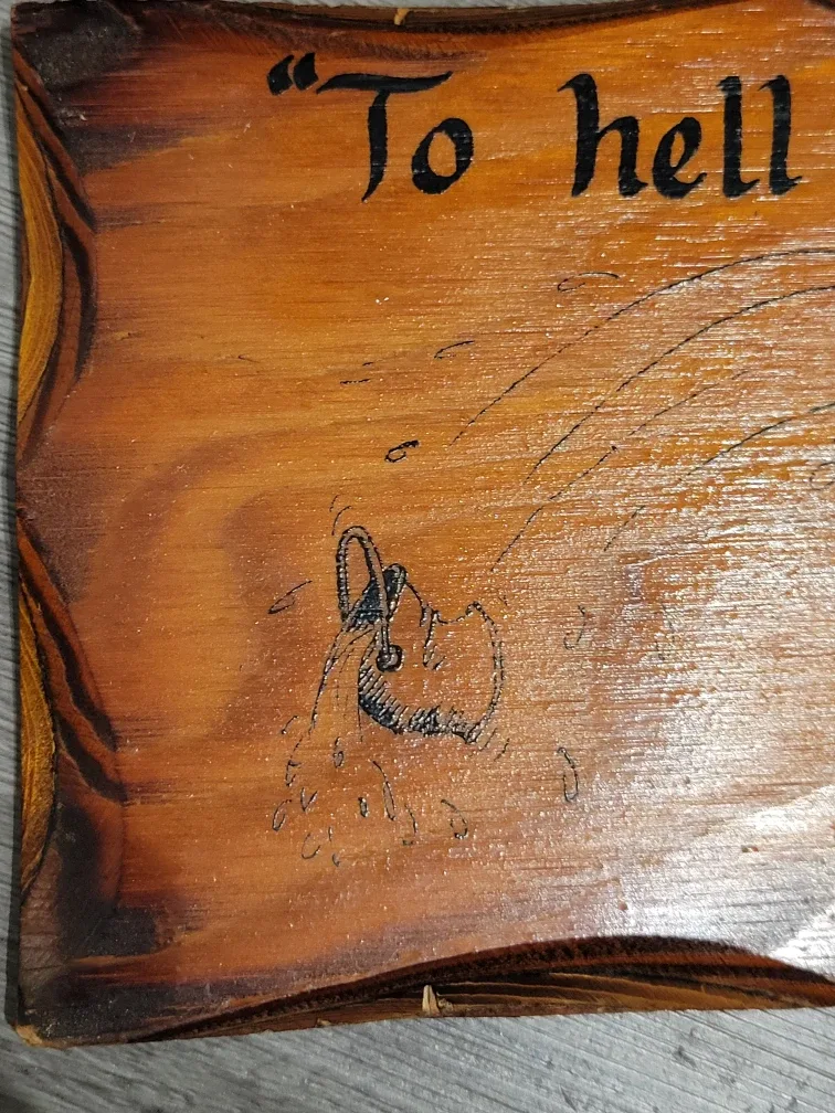 Vintage Rustic Wooden Sign - "To hell with housework!!" image indicator(3)