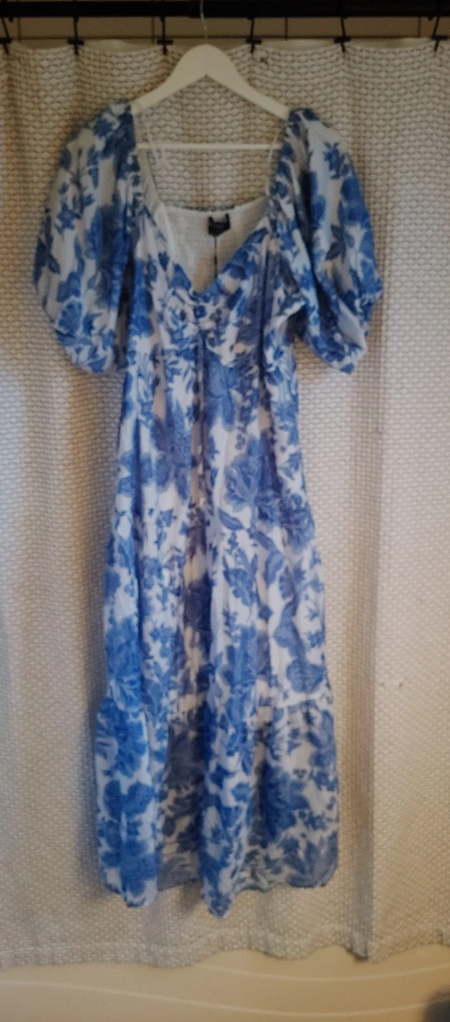 MINKPINK Perla Midi Dress - Blue Floral, XXL