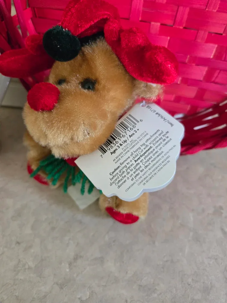 Christmas Plush Reindeer, 2 plaid napkins, CD, Mug image indicator(5)