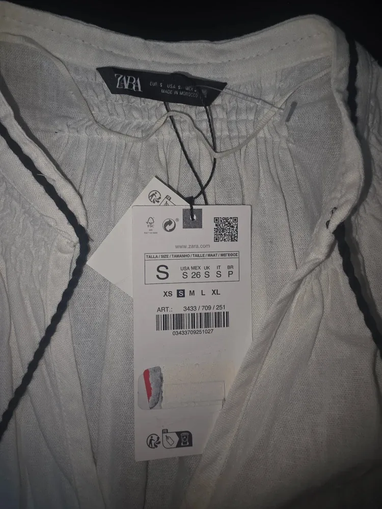 Zara White Linen Tassel Blouse - Size S image indicator(5)