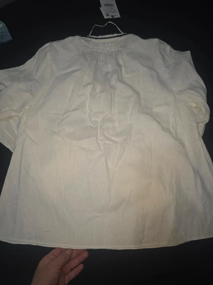 Zara White Linen Tassel Blouse - Size S image indicator(7)