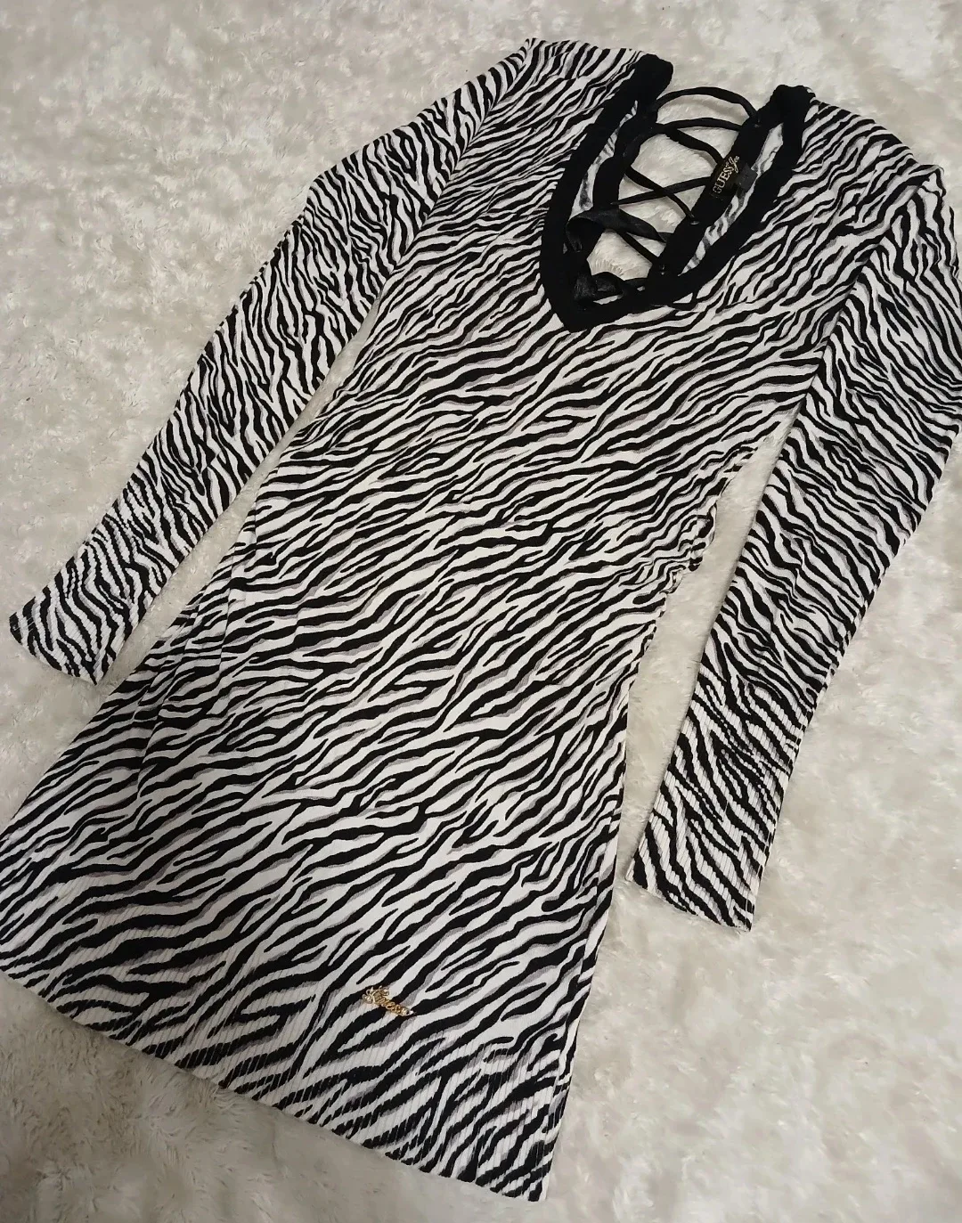 Guess Zebra Print Long Sleeve Dress image indicator(2)