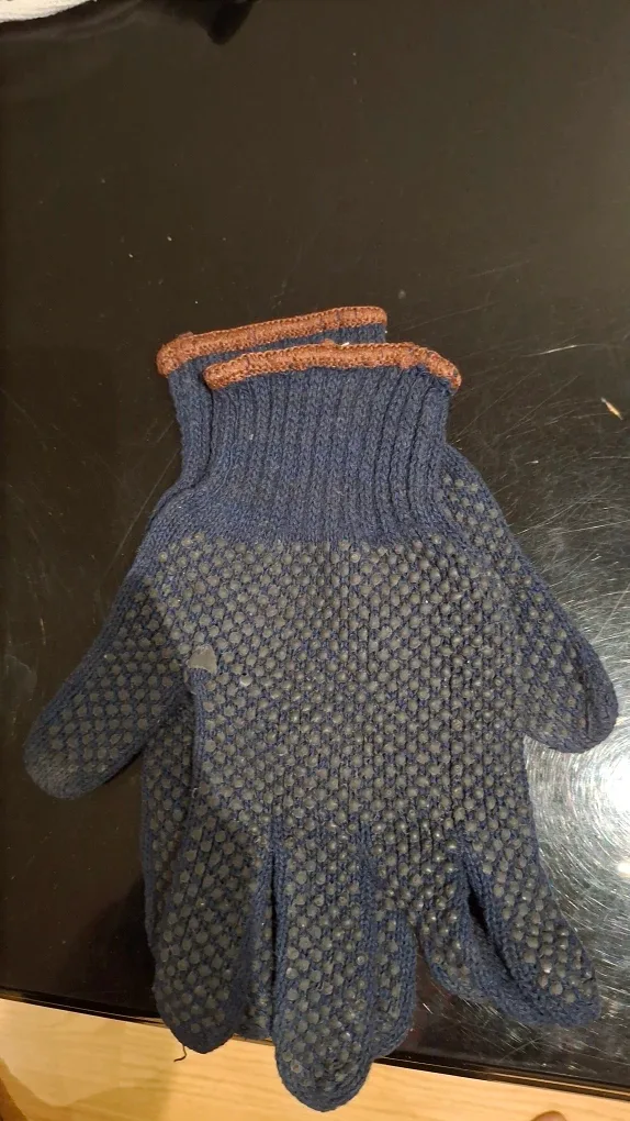 Blue Knit Gloves with Grips