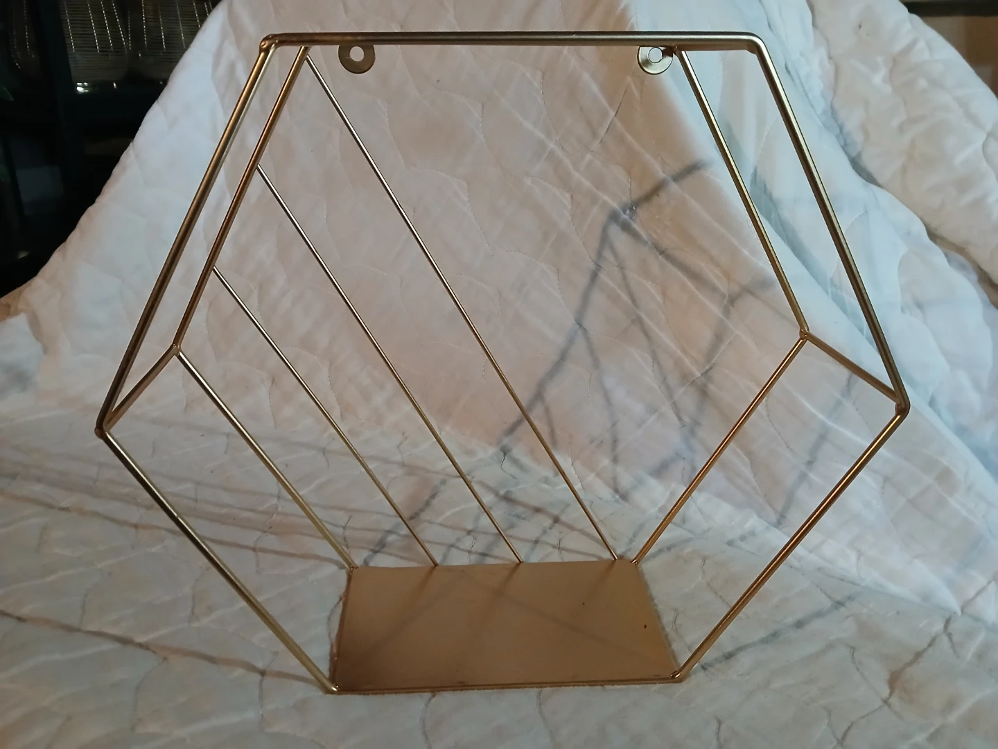 Set of 2 - Gold Hexagon Wall Shelf - photo 2