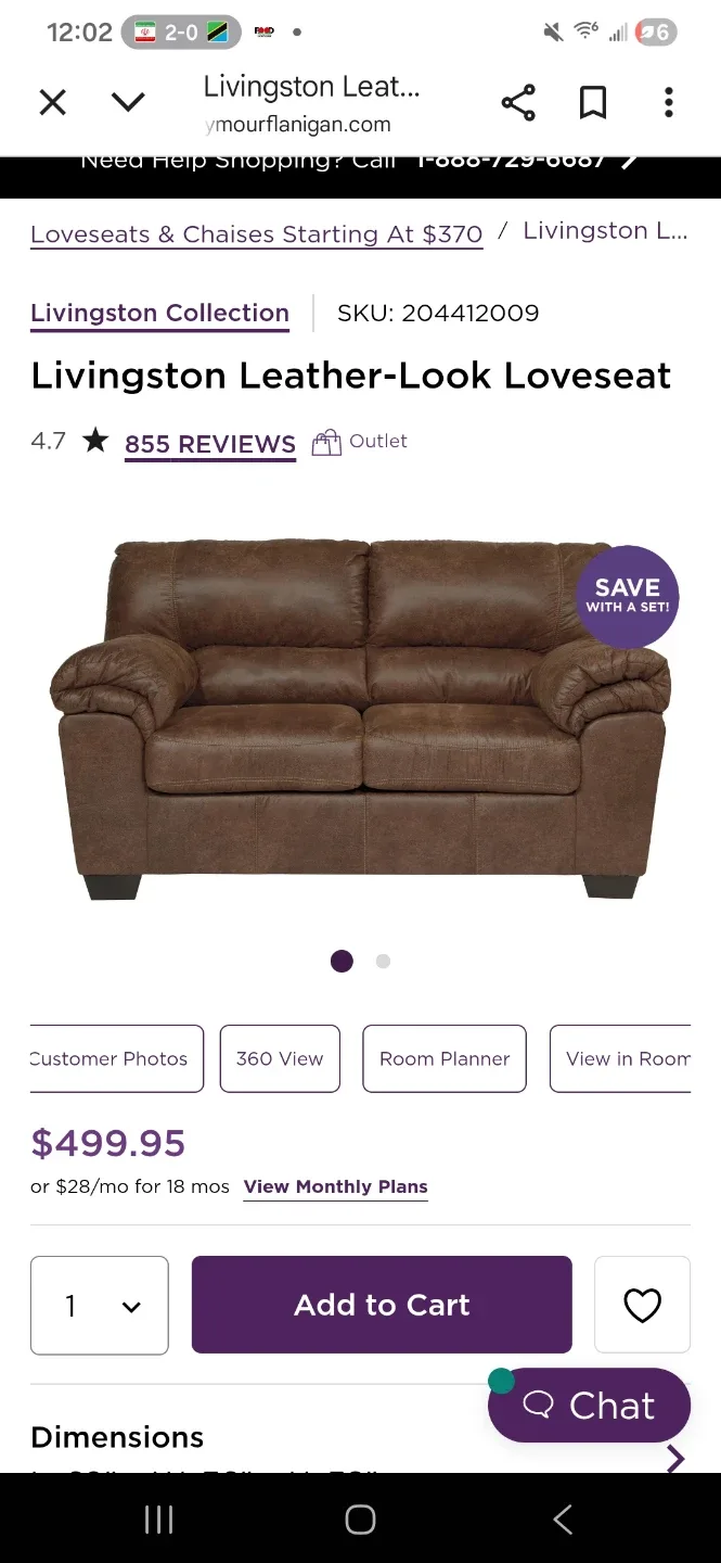 Livingston Leather-Look Loveseat
