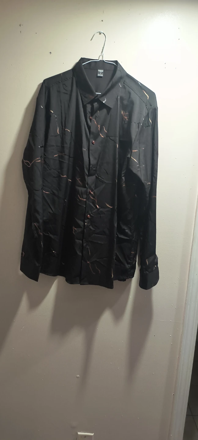 SHEIN Men's Black Patterned Long Sleeve Shirt 🥕