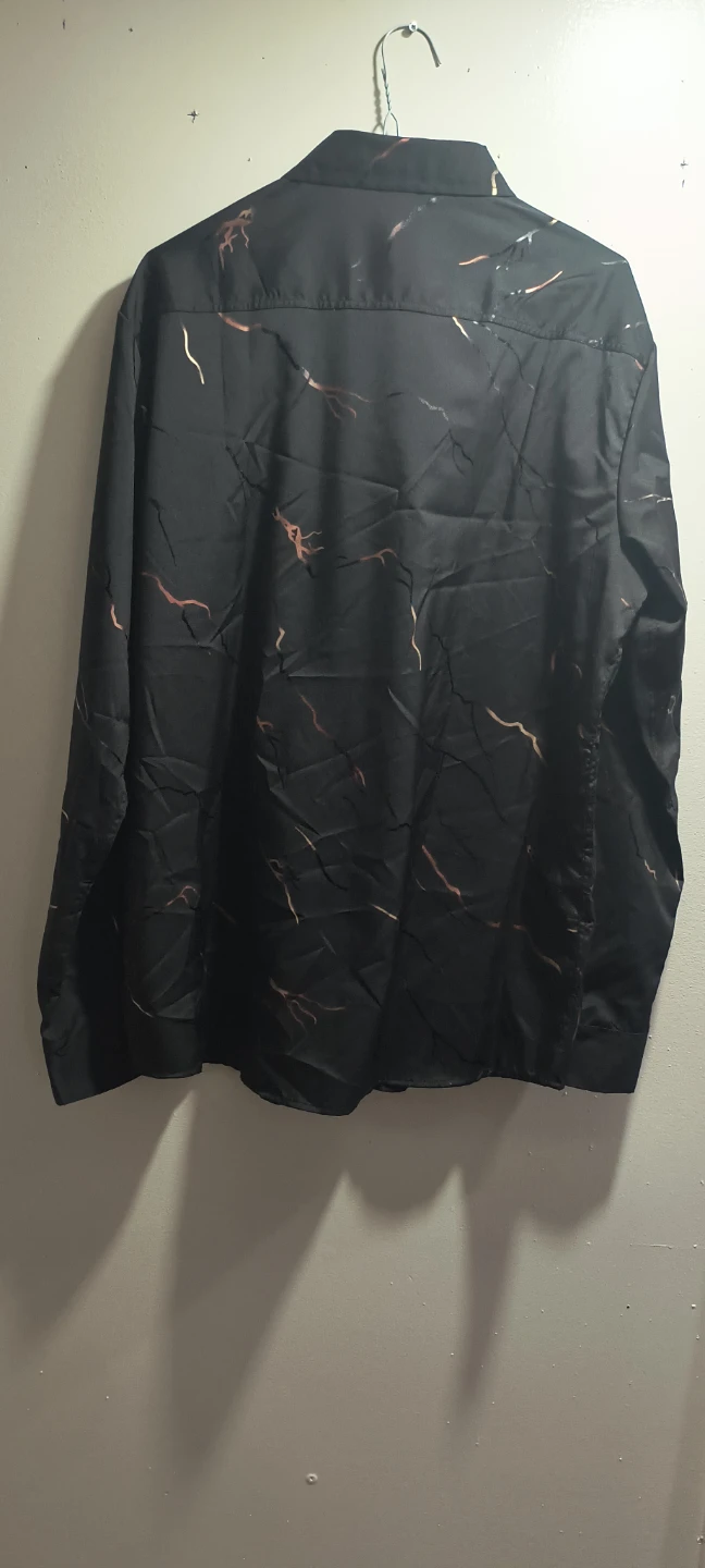 SHEIN Men's Black Patterned Long Sleeve Shirt 🥕 - photo 2