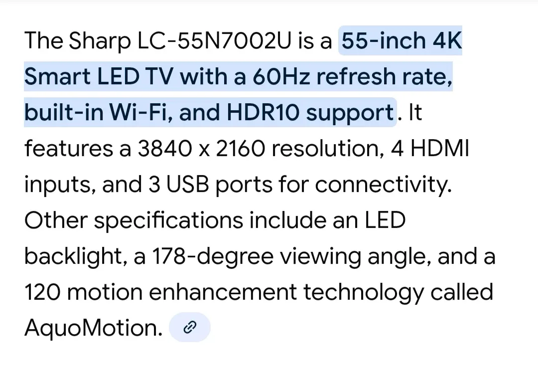 Sharp 55" 4K TV image indicator(8)