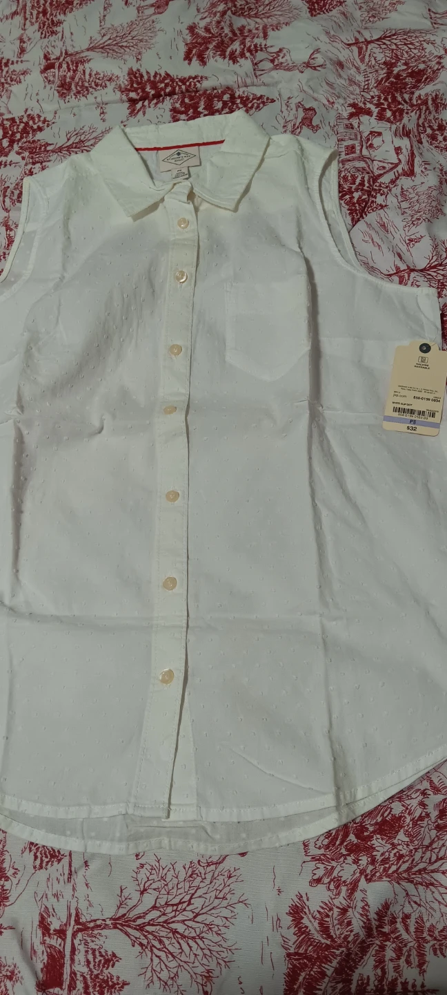 St. John's Bay White Clip Dot Sleeveless Top PS - photo 2
