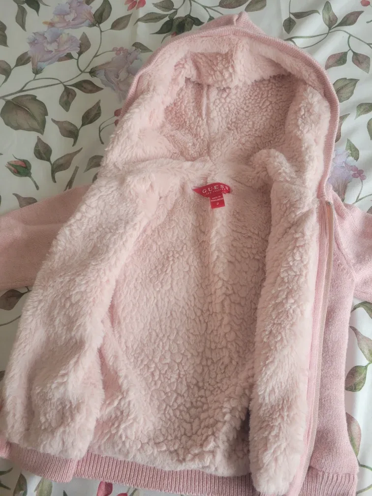 Guess Pink Sherpa-Lined Hoodie - Size 2 image indicator(3)