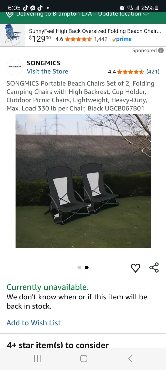 2 Folding beach Chairs with High Backrest brand new image indicator(2)