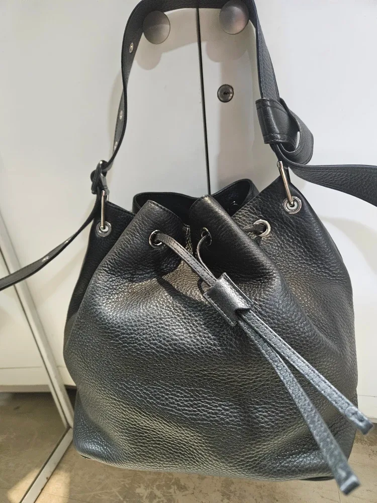 Max Mara Black Leather Bucket Bag