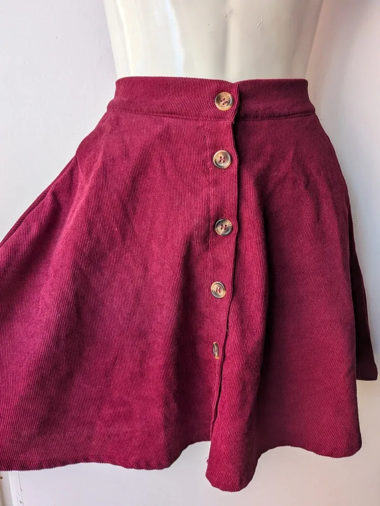 Burgundy Corduroy Skirt - Size Small, worn once