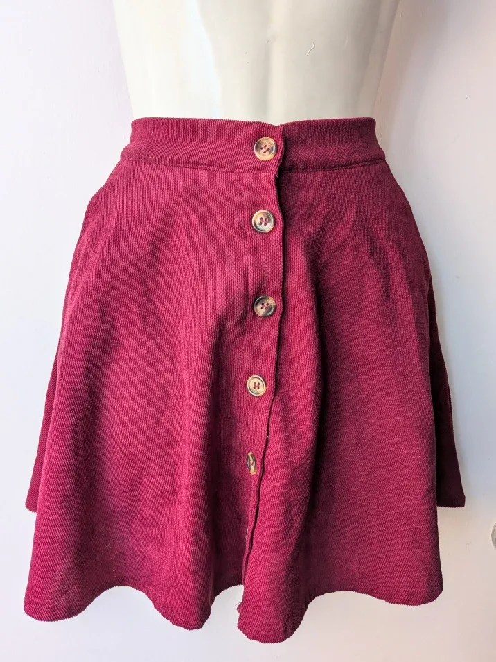 Burgundy Corduroy Skirt - Size Small, worn once image indicator(2)