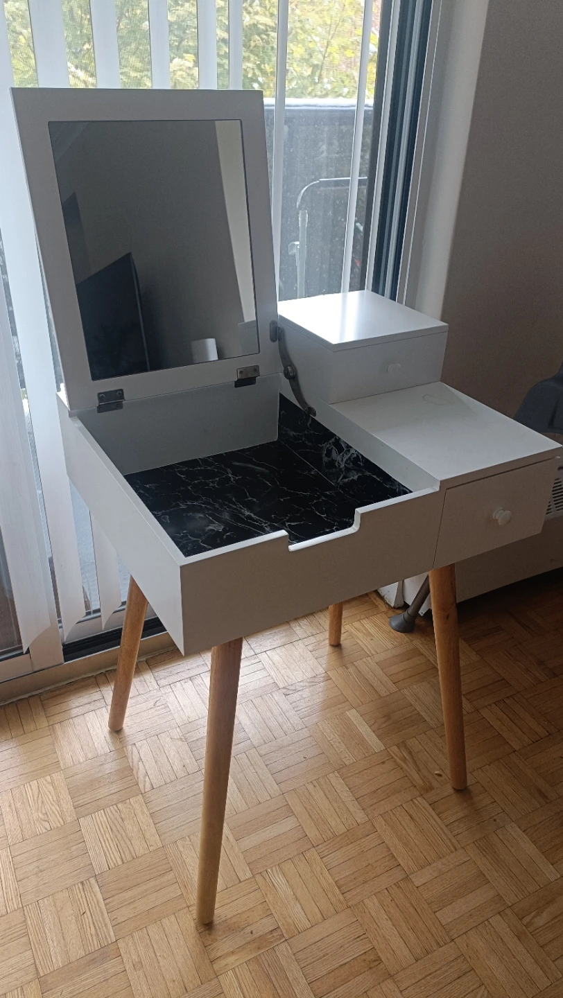 White Vanity Makeup Table with Mirror