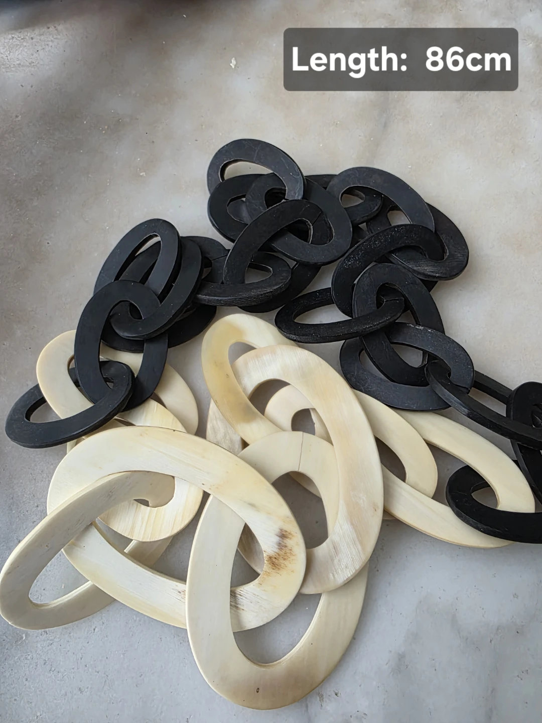 Handmade Buffalo Horn Necklace - Black & Beige, 86cm - photo 3