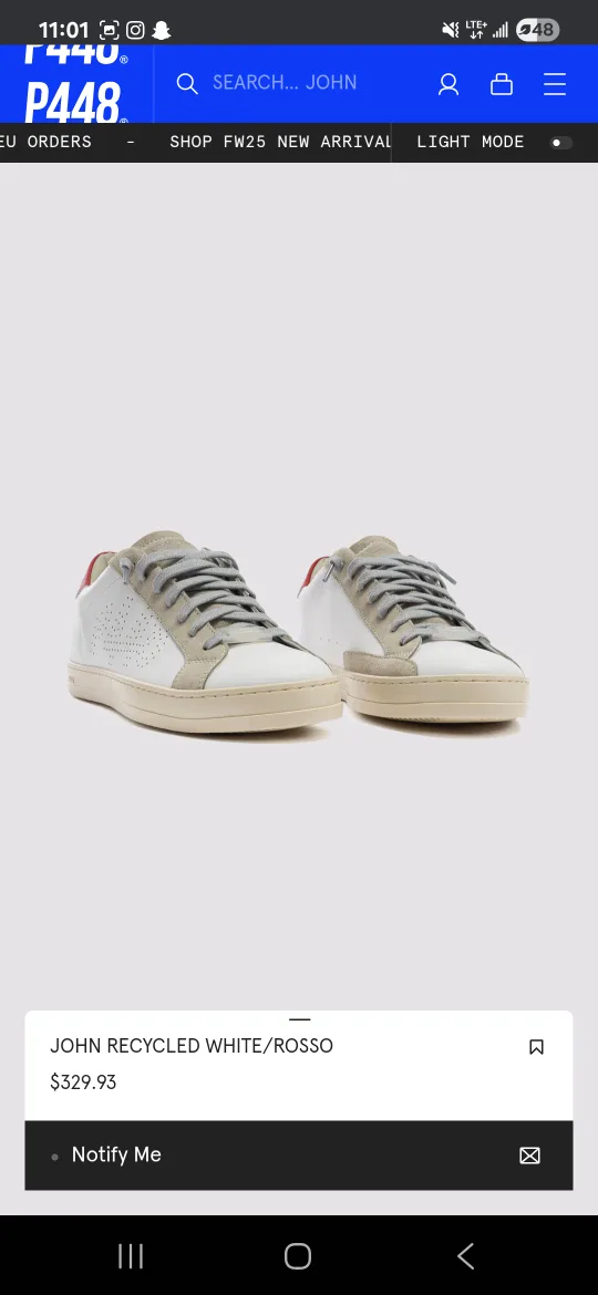 P448 John Recycled White/Rosso Sneakers image indicator(3)