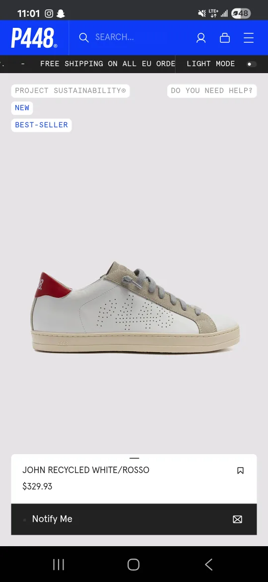 P448 John Recycled White/Rosso Sneakers image indicator(4)