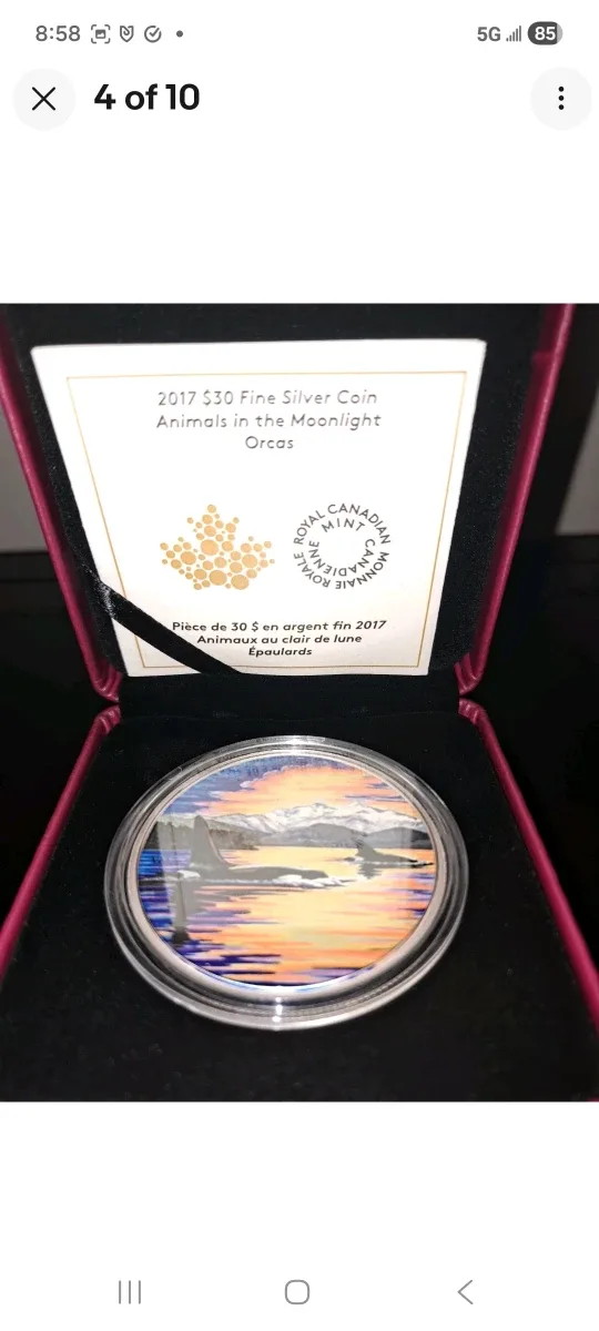 2017 Royal Canadian Mint $30 Fine Silver Coin - Orcas image indicator(4)