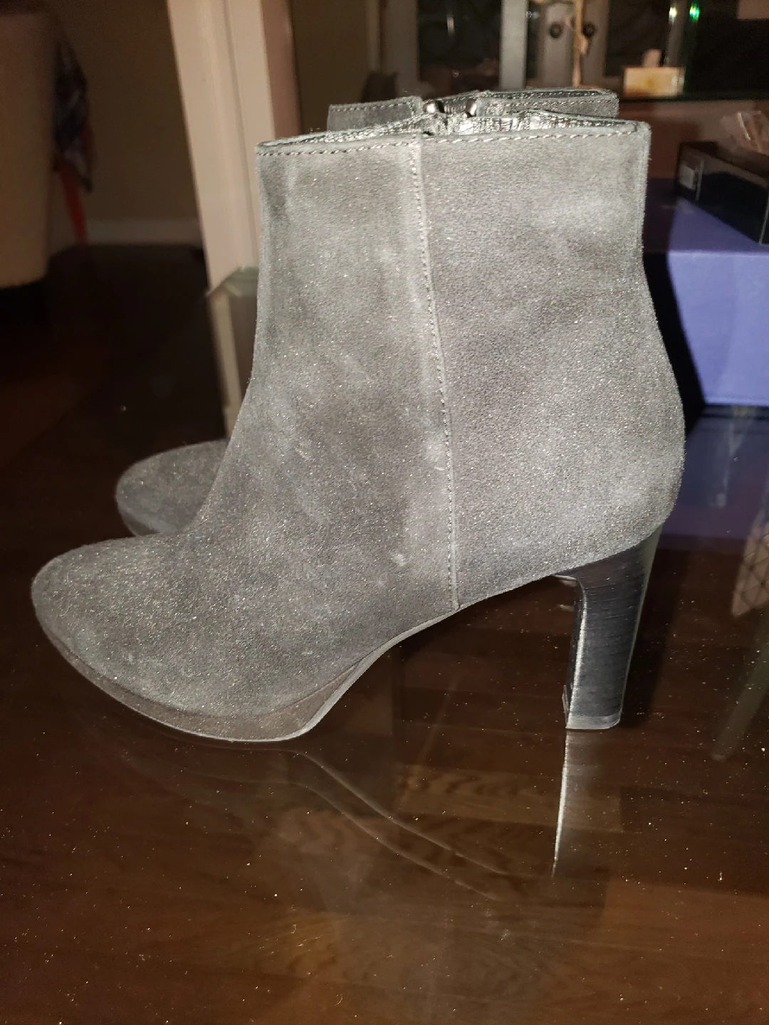 New Aquatalia Black Suede Ankle Boots, Size 6