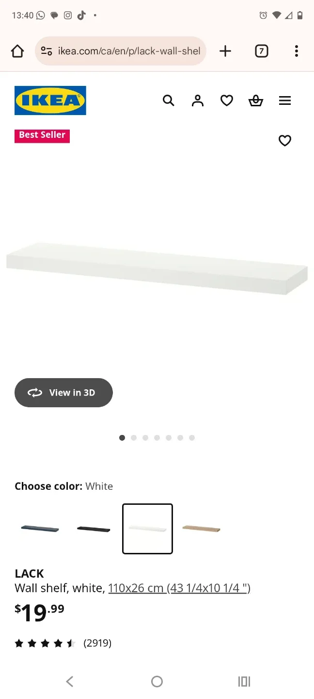 IKEA LACK White Wall Shelf (43 1/4x10 1/4 ")