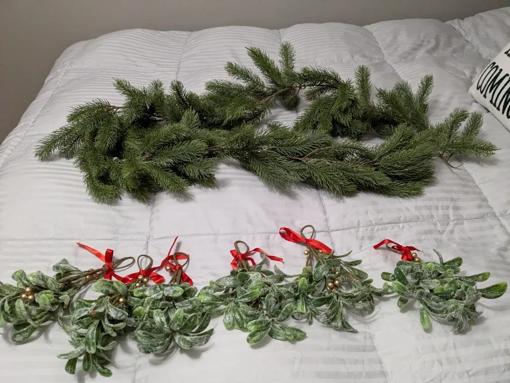 Christmas Garland and Mistletoe Picks