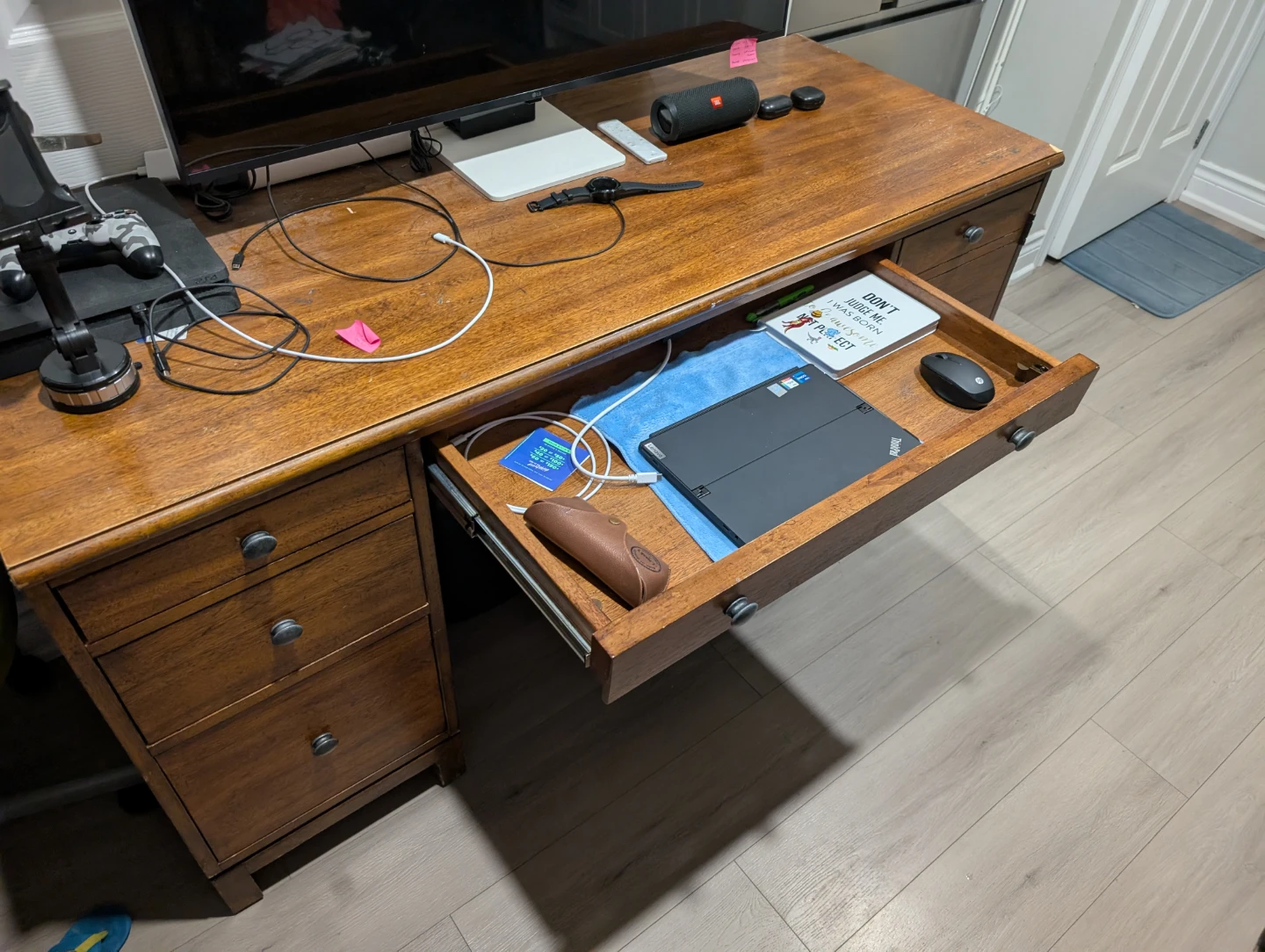 Wooden Desk with Drawers - photo 2