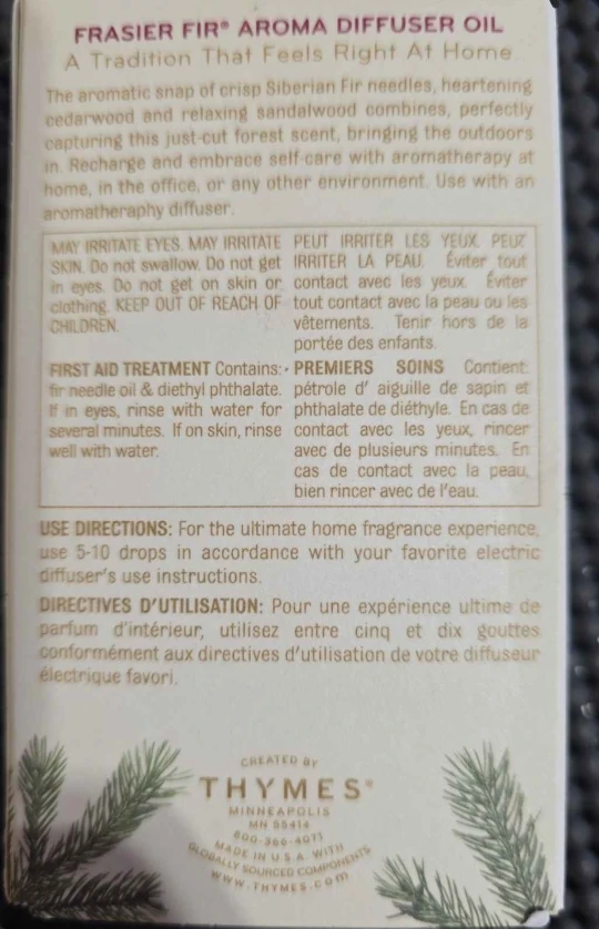 New! THYMES FRASIER FIR  Diffuser Oils & Fragrance Mist - photo 3